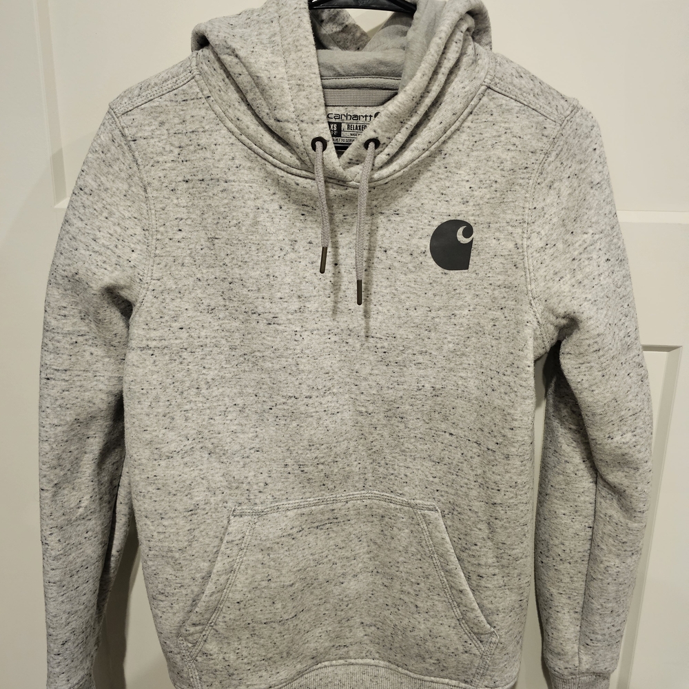 Women Carhartt Heather Gray Pullover Hoodie with Logo